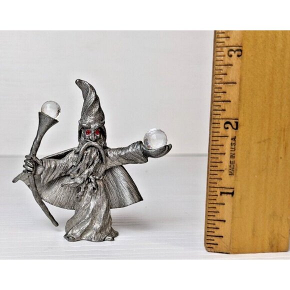 1985 Spoontiques Pewter Wizard Warlock Sorcerer  Crystal Ball Magician CMR 591 - Picture 2 of 7